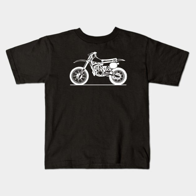 CR250R Elsinore Motorcycle White Sketch Art Kids T-Shirt by DemangDesign
